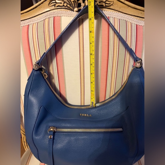 GORGEOUS Furla Slate Blue Ginevra Hobo Bag - COA incl - Video best shows color. - Picture 7 of 16